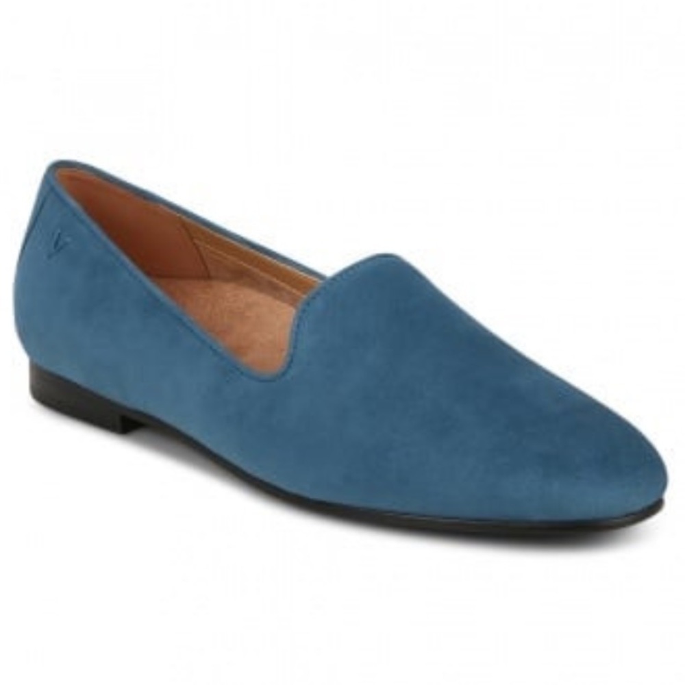 Vionic slip on leaders dark Teal Suede leather Flats Willa casual walker 6 NEW